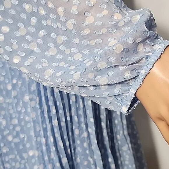 NWT Alex Marie Polka Dot Dress Women's Plus Size 20W Blue White Chiffon Wedding - Picture 6 of 12